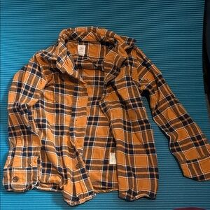 GAP Vibrant Orange and Navy Plaid Shirt